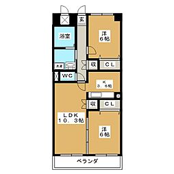 プランドール藤久 1階2LDKの間取り