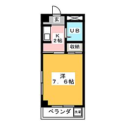マウンテンマンション植田山 1階1Kの間取り