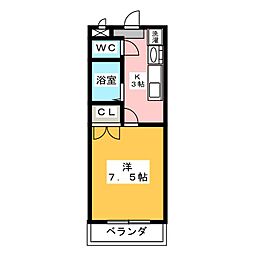 プログレッソ塩釜 1階1Kの間取り