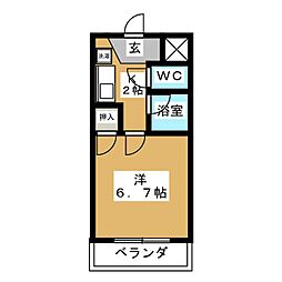 第2清藤ビル 2階1Kの間取り