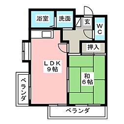 エクセリーヌ植田西 1LDKの間取図画像