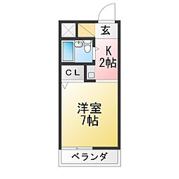 ジョイフル元八事 ワンルームの間取図画像