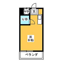アメニティ植田ビル ワンルームの間取図画像