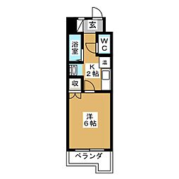 S.S.ビル 1Kの間取図画像