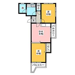 サンマルセ 2DKの間取図画像