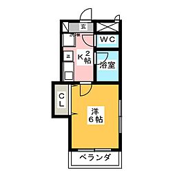 ハイツ花みずき 1Kの間取図画像