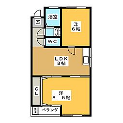 コーポ八幸園 2LDKの間取図画像