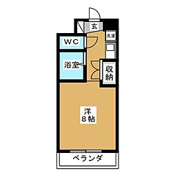 ドエル植田西 1Kの間取図画像