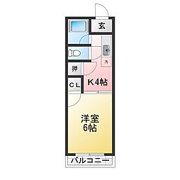 ラフォーレ富士 1Kの間取図画像