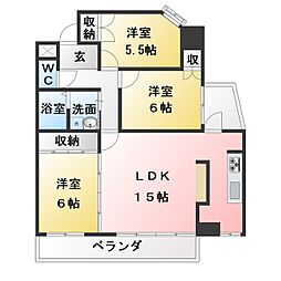 ヒルハイツ浅井 3LDKの間取図画像