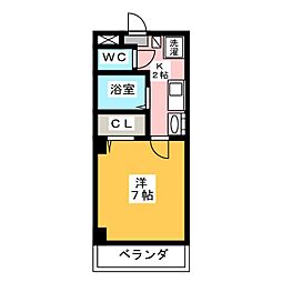 ル・トァ・ヴェール植田 1Kの間取図画像