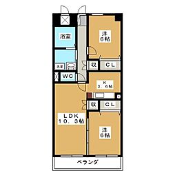 プランドール藤久 2LDKの間取図画像
