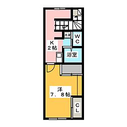 レオパレス一本松 1Kの間取図画像