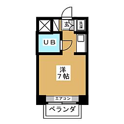 キンダーハウゼン ワンルームの間取図画像