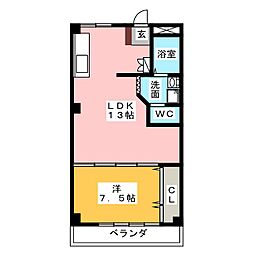第2コーポ浅井 1LDKの間取図画像