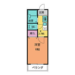 村瀬コーポ 1Kの間取図画像