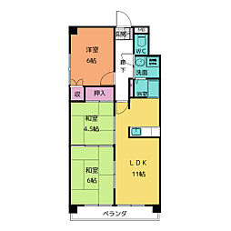 クレストＡｉ−1 2階3LDKの間取り
