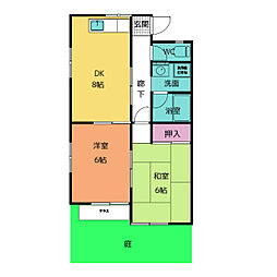 コーポボナール 1階2LDKの間取り