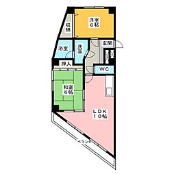 ＢＵＩＬＤ植田 3階2LDKの間取り