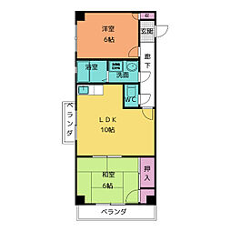 ロイヤルハイツ平針 4階2DKの間取り