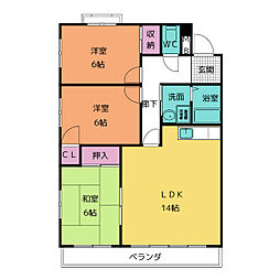 オーロパーク中平 3階3LDKの間取り