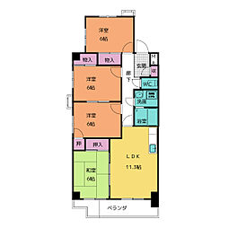 ピュア中平 4階4LDKの間取り