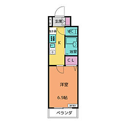 天白ハウス 1階1Kの間取り