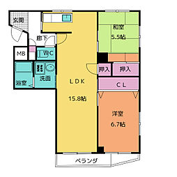 アビタマルフク 2LDKの間取図画像