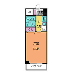 グランメールＫＡＺＵ 5階1Kの間取り