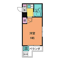 プリンセス平針 4階1Kの間取り