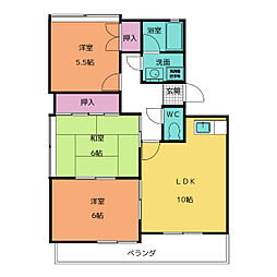 リバービレッジハイツ 4階3LDKの間取り