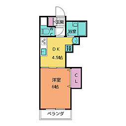 ゴールデンハイツ平針 4階1DKの間取り