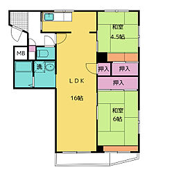 アビタマルフク 2LDKの間取図画像