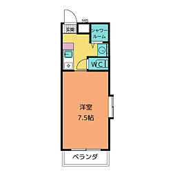 ジョイフル原III 3階ワンルームの間取り