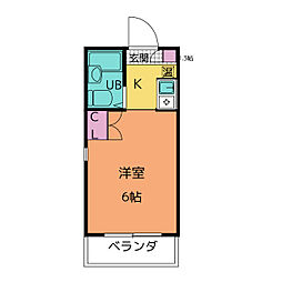 ビビッド原 ワンルームの間取図画像