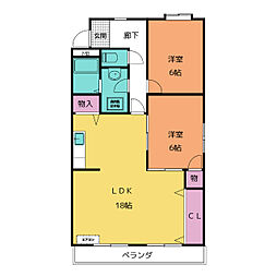 エステート小島 1階2LDKの間取り