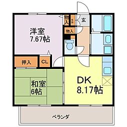 パークスクエア21 4階2LDKの間取り