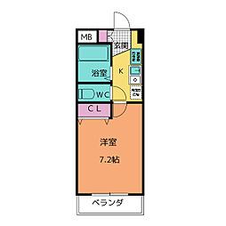 トリコロールハウス加藤 1階1Kの間取り