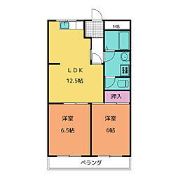 リバーサイドヒルズ 3階2LDKの間取り