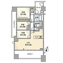 クリオレジダンス赤池ザ・マークス 9階3LDKの間取り