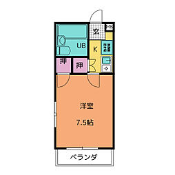 ピュアササキ 3階1Kの間取り