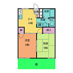 リブェールＡ棟 1階2DKの間取り