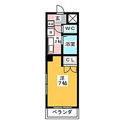 レクサスハラ 1Kの間取図画像