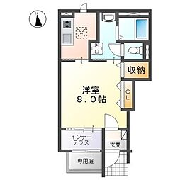 ジュネス中谷 101 1階1Kの間取り