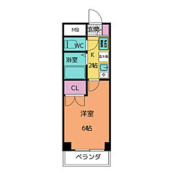 セントラルハイツ平針 2階1Kの間取り