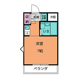 原スイートハウス 4階ワンルームの間取り