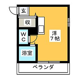 レジデンス原 ワンルームの間取図画像