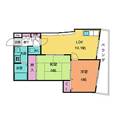 セシリオ原 2LDKの間取図画像
