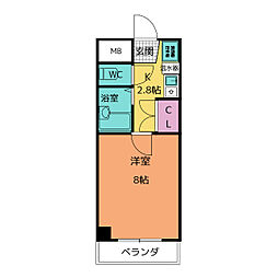ラ・メゾン・メルヴェイユ 1Kの間取図画像
