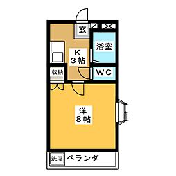 ジョイフル音貝 1Kの間取図画像